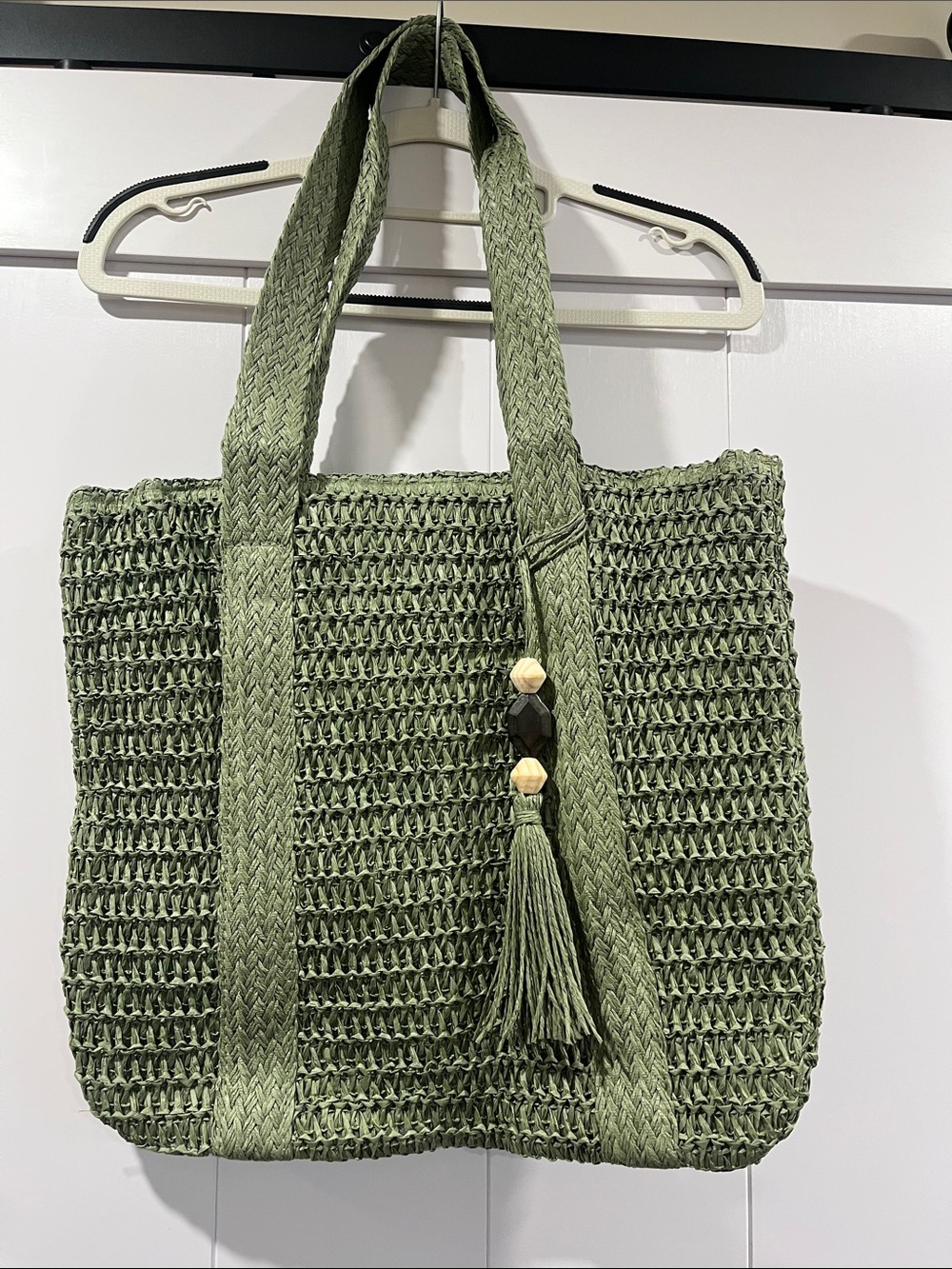 NEW! Olive Green Woven Tote Bag